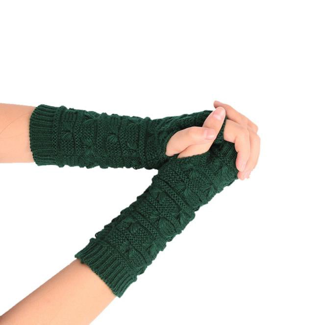 New Fashion Women's Knitted Fingerless Winter Gloves Unisex Soft Warm Mittens 