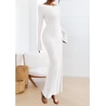 thumbnail image 3 of Vestido PRETTYGARDEN de Manga Larga Maxi de Punto Acanalado Blanco Talla L, 3 of 8