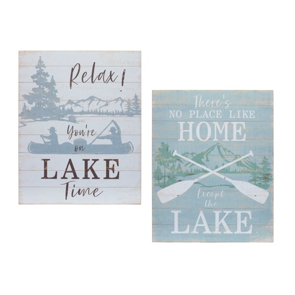Melrose International LLC Lake Sign (Set of 2) 15.75"L x 20"H MDF/Wood