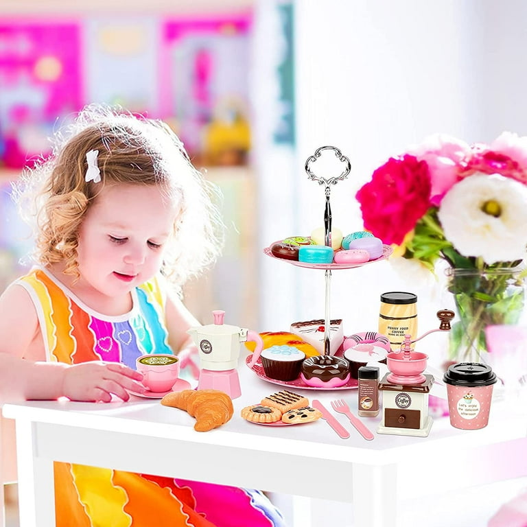 Tea Set for Little Girls Noetoy Kids Tea Set 38 PCS Pink Tea