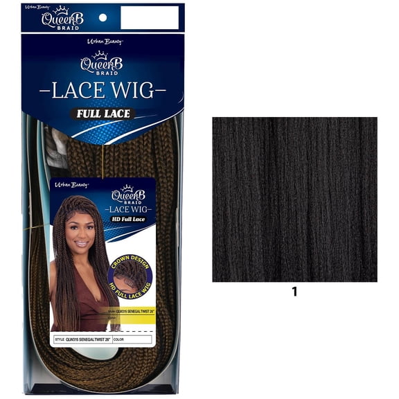 QueenB Braided Lace Wig - Senegal Twist 26" #1B