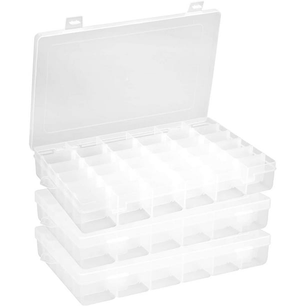 3 Pack 36 Compartments Clear Plastic Craft Storage Organizer Small Parts Organizer  with Dividers 