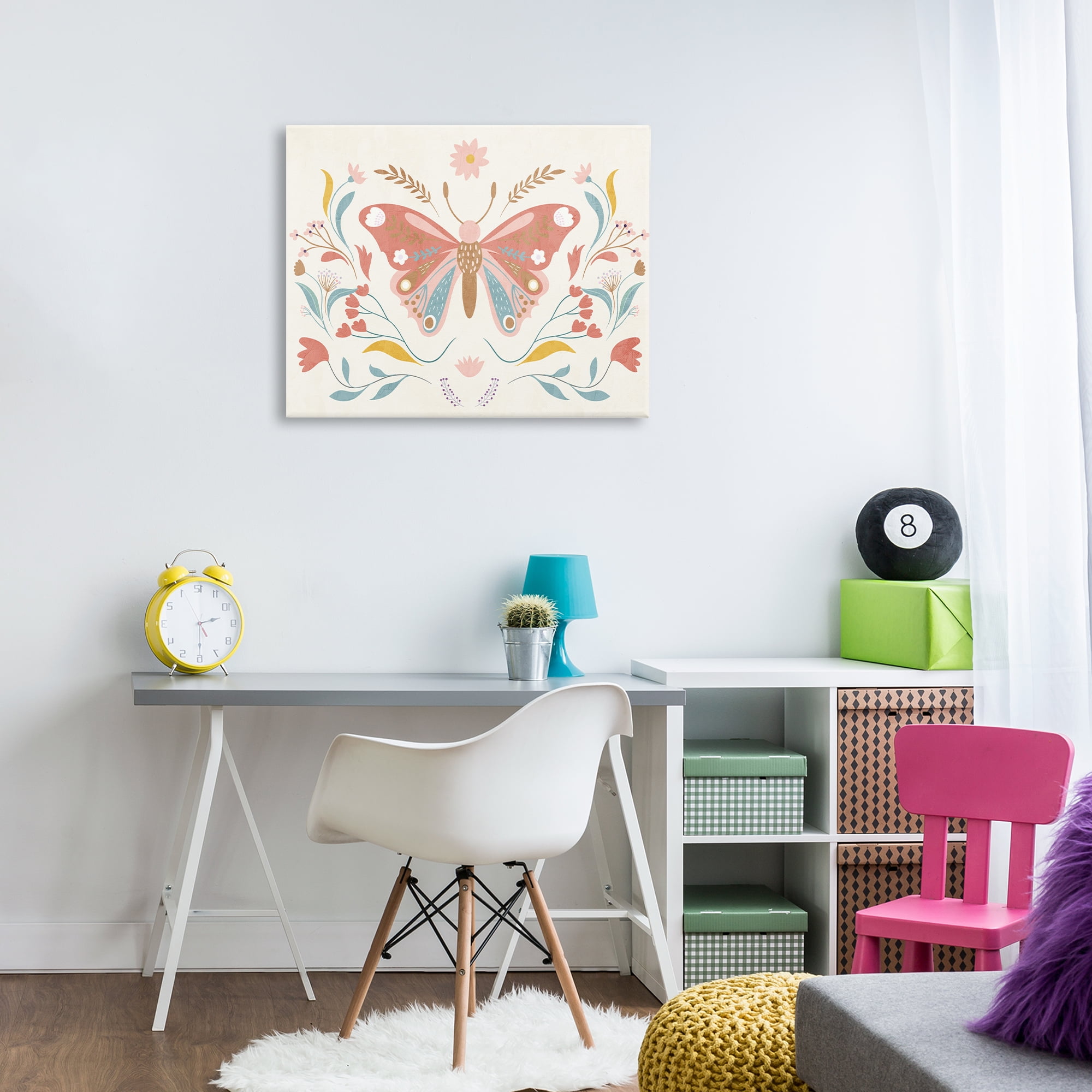 Stupell Industries Boho Folk Butterfly Insects Painting Wrapped Canvas Art Print Wall Art, 30 x 24