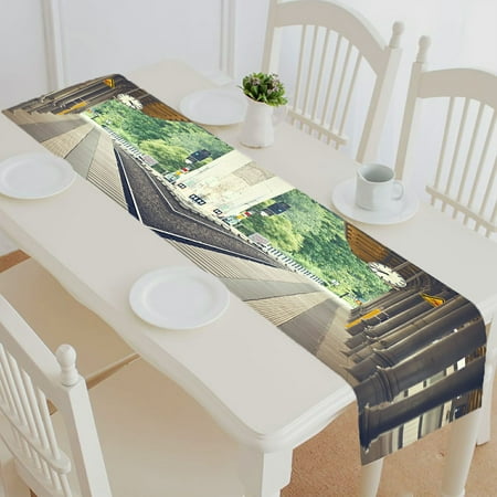 

ABPHQTO Train Station Table Runner Placemat Tablecloth For Home Decor 16x72 Inch