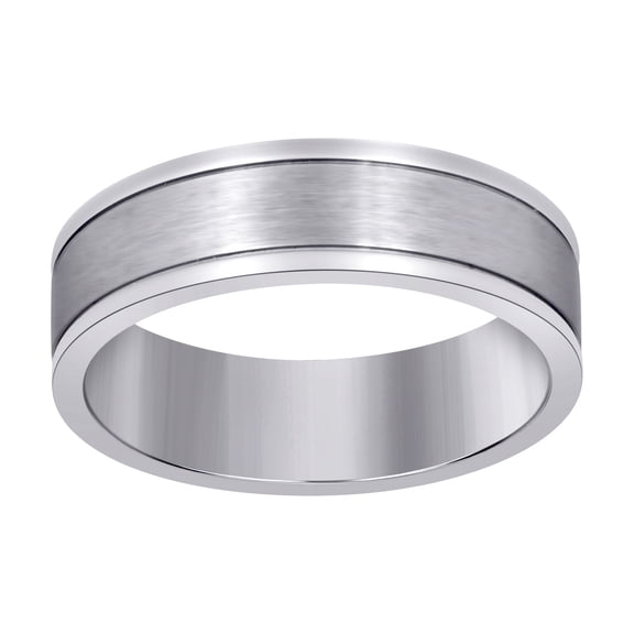 Stainless Steel Mens Center Brushed Step Edges Comfort-Fit Fashion Band Ring Size 11 Wedding Band for Men
