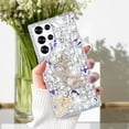 thumbnail image 2 of Compatible with Samsung Galaxy S23 Ultra Bling Diamond Case Luxury Glitter Shiny Sparkly 3D Butterfly Flower Crystal Rhinestones Phone Case for Women Girly Slim Shockproof Phone Cover, Silver, 2 of 12