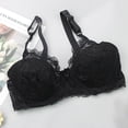 thumbnail image 4 of Women's Lace Bra Sheer Balconette Underwire Unlined Everyday Bras Lingerie Push Up Plus Size Bras with Adjustable Shoulder Strap Large Size, 4 of 5
