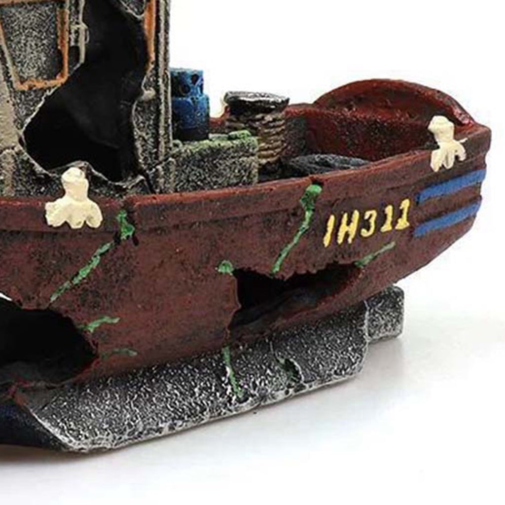 Fish Tank Landscaping Simulation Aquatic Shipwreck Aquarium Decoration Shipwreck