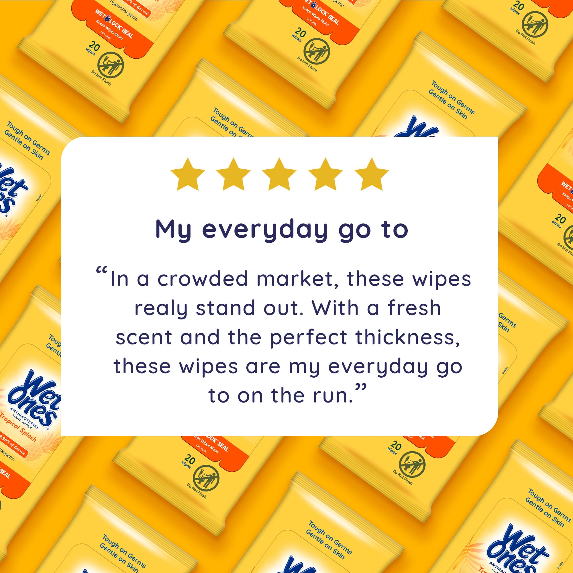 Wet Ones Antibacterial Hand Wipes Travel Pack, Tropical Splash Citrus Scent, 20 Count