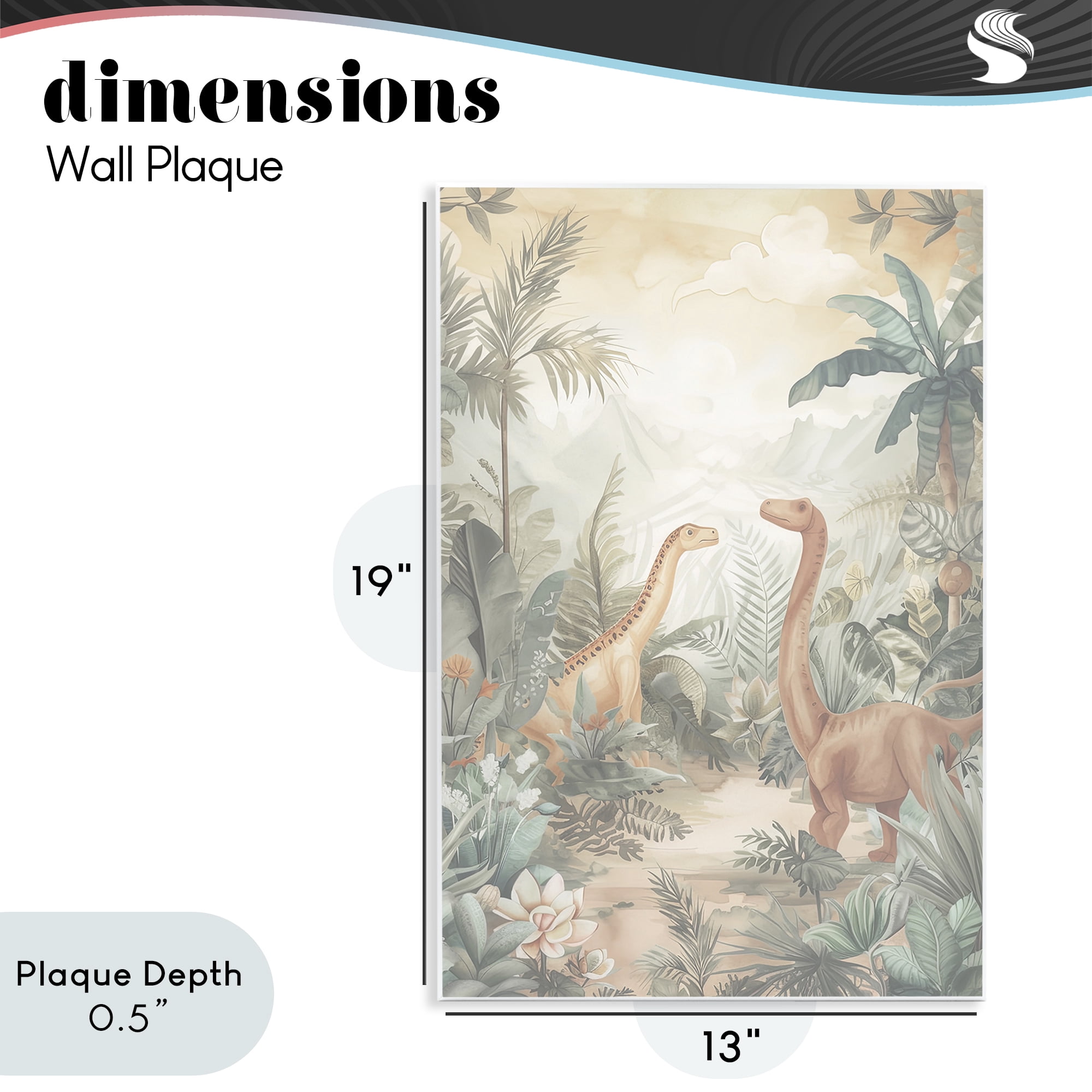 Stupell Industries Muted Dinosaurs in Jungle Wall Plaque Art, design by Ray Powers