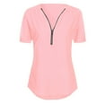 thumbnail image 4 of Tiqkatyck Graphic Tees Loose Casual Zipper Neck Shirt Tops Tee Blouse T-Shirt V Ladies Top Womens Women's Blouse T Shirts for Women Pink M, 4 of 5