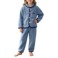 thumbnail image 5 of Asxite Toddler Fall Outfits Solid Fleece Lapel Top Straight Leg Pants Casual Loose Breathable 2 Piece Set 3Y, 5 of 7