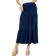 thumbnail image 2 of Pastel by Vivienne Women's Solid Tiered Maxi Skirt Plus Size Navy XX-Large, 2 of 2