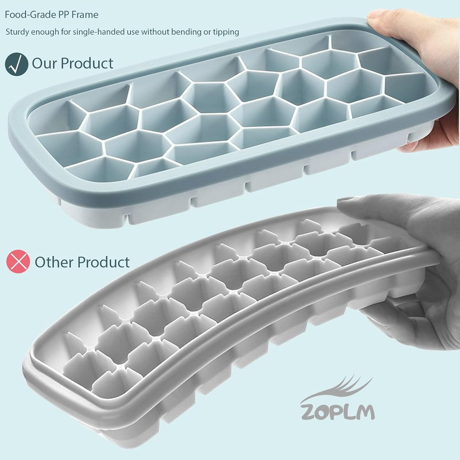ABPETE Silicone Ice Cube Tray,Ice Cube Tray with Lid–Ice Cube Mold with 78 Cubes,Ice Cube Trays for Freezer with 1 trays,Dishwasher Safe,Stackable Ice Trays with Free Ice Scoop–Nordic Blue