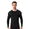 thumbnail image 2 of Men's Compression Shirt Long Sleeve, Athletic Workout T-Shirt & Active Sport Top, Muscle Support Baselayer for Running, Gym, Fitness Training & Cold Weather Black L, 2 of 9