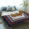 thumbnail image 2 of 4th of July USA American Flag Farm Trucks Memorial Day Soft Throw Blankets Blue Red White Stripes Stars Rustic Wooden Buffalo Check Flannel Bed Blanket Decorations for Home Sofa Couch Chair ,60x80 IN, 2 of 6