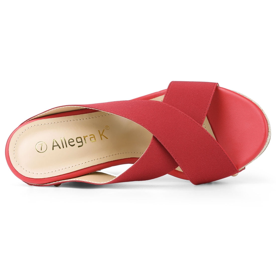 DARING DIVA Women's Stylish Open Toe Linen Platform Slide Wedge Sandals Red 9