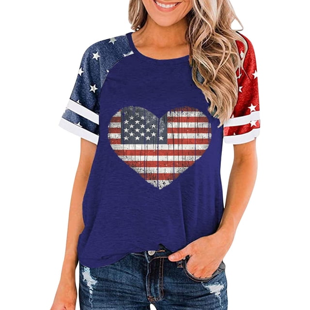 Top Plisado Gradiente de las Mujeres, Cuello de la Tripulación Manga Corta Blusa Suelta para el Hogar Y el Uso Diario, Ligera Túnica de Moda Casual