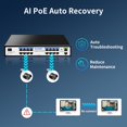 thumbnail image 4 of Conmutador PoE Goalake de 19 puertos Gigabit PoE+ de 240 W con 2 puertos de enlace ascendente, 4 of 9