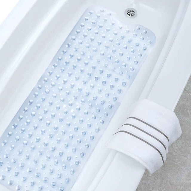 Tapis de Bain Douche Baignoire Antidérapant Lavable à la Machine Extra Long Tapis de Salle de Bain avec Ventouse (Transparent, 40 x 100 cm)