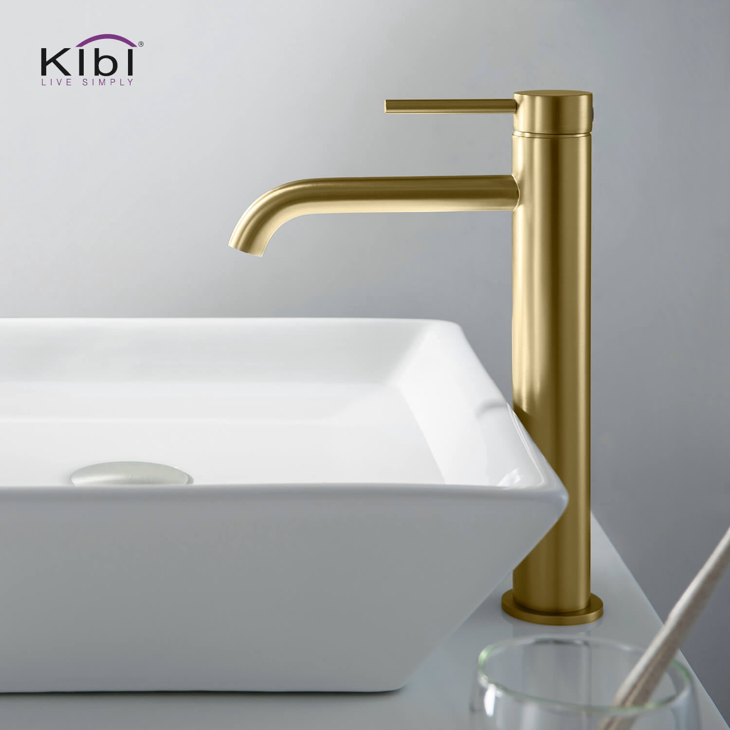 Kibi Circular Single Handle Bathroom Vessel Sink Faucet with Pop Up Drain
