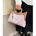 thumbnail image 2 of Kukuzhu Straw Tote Bag for Women Mini Pearl Handbag Purses Summer Woven Crossbody Shoulder Bag Straw Beach Bag with Heart Handle, 2 of 7
