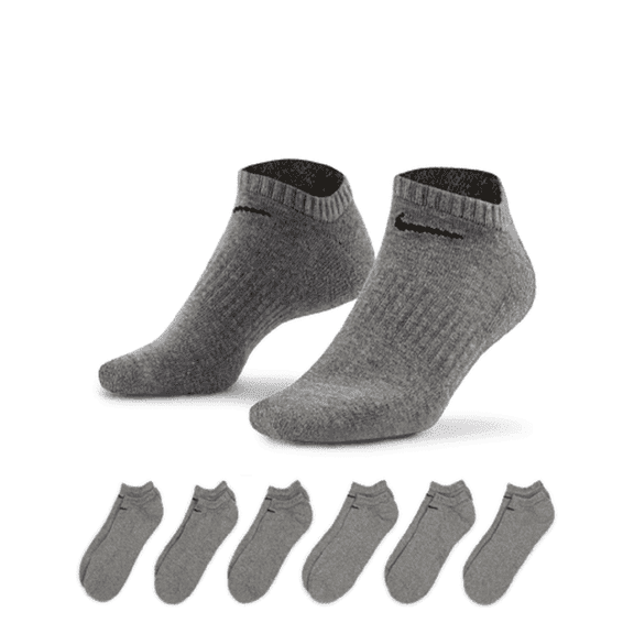 Men's Nike 6-Pack Everyday Cushioned No-Show Training Socks Color: Gray Size: 8-12