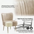 thumbnail image 4 of RESTWORLD Faux Leather Accent Chair, Modern Upholstered Side Chair with Gold Metal Legs for Living Room & Bedroom,Light Beige, 4 of 11