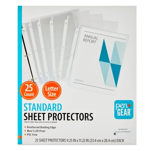 Standard Sheet Protectors, Clear, 8.5" X 11", 25 Count