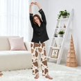 thumbnail image 6 of Dailycode Women's Pajama Pants Wide Leg Lounge Pj Bottoms With Pockets Brown White Cow Spots, 6 of 7