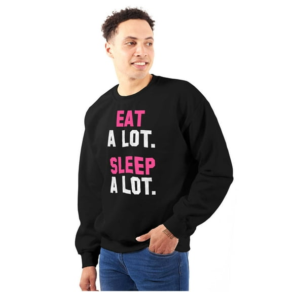 Funny Lazy Eat Sleep A Lot Saying Unisex Plus Fleece Graphic Sweatshirt Brisco Brands 2X