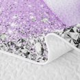 thumbnail image 3 of meiyoeat Lavender Princess Bow Bed Spread Queen for Women Girls, Glitter print Diamond Queen Coverlet Set, Purple Silver, 3pcs, 3 of 5