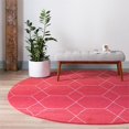 thumbnail image 2 of Unique Loom 3146713 8 x 8 ft. Geometric Trellis Frieze Round Rug, Pink, 2 of 2
