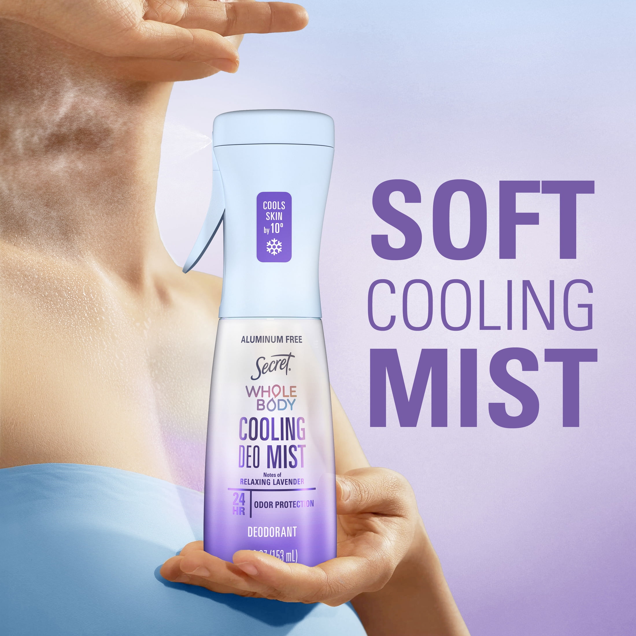Secret Whole Body Cooling Deodorant Mist, Relaxing Lavender, Aluminum Free, 5.2oz