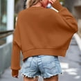 thumbnail image 2 of Women'S Short Batwing Hoodie 2025 Fall Outfits Trendy Crewneck Side Slit Fashion Pullover Tops Coffee Color S, 2 of 5