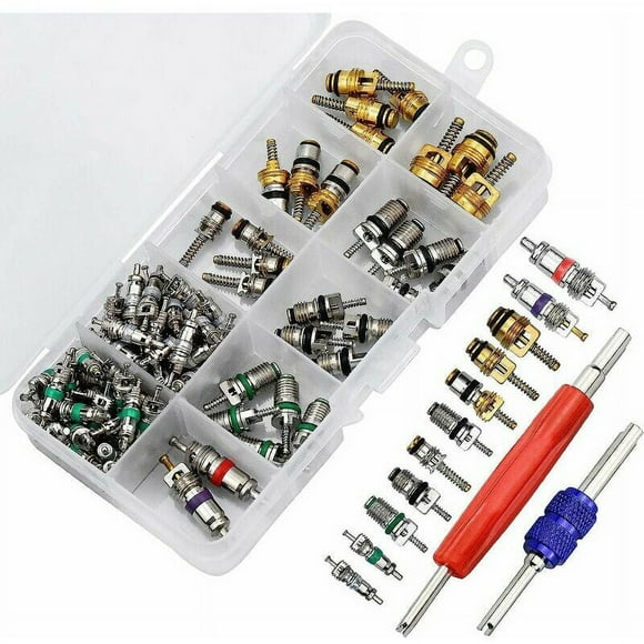 AC Service Valves, Air Conditioning Valve Core Kit, Refrigerant Valve Core Leak Fix, Durable And Long-Lasting Components, Easy Installation For R12 R134a Compatibility
