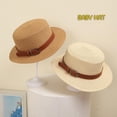 thumbnail image 3 of Aosijia Kids Girls Boys Straw Hat Leather Belt Decoration Wide Brim Hat Braid Summer Sun Visor Hat with Lanyard for Beach Travel, 3 of 4