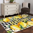 thumbnail image 3 of 3'x5' Rug for Living Room Bedroom, Yellow Lemons Washable Area Rugs Non-Slip Carpet Mats, Summer Fruits Leaves Botanical Buffalo Plaid Indoor Low Pile Area Rug Runner for Kitchen, Mudroom, 3 of 8