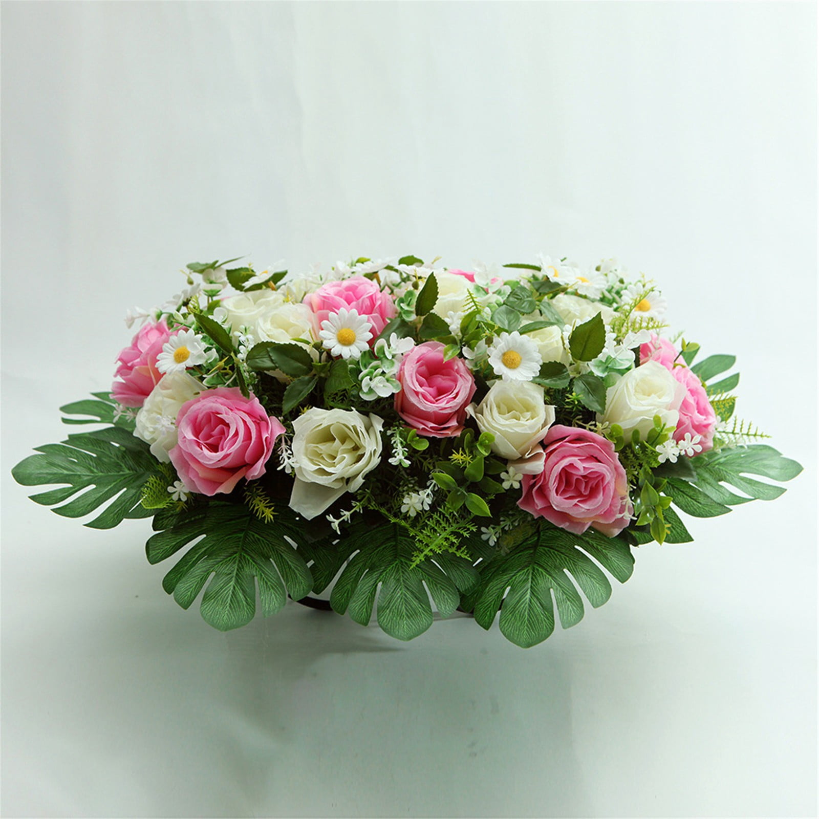 Headstone Flower Saddle, Cemetery Flower Saddle, Artificial Carnation Memorial Arrangement, UV Resistant Grave Saddle Decor, Memorial Day & Sympathy Cemetery Flowers, 23.6*10.6 inch