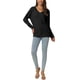 thumbnail image 2 of INSPIRE CHIC Suéter ligero de manga larga con cuello en V de punto waffle para mujer XL negro, 2 of 6