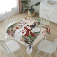 thumbnail image 6 of Red Beige Christmas Table Cloth Waterproof Tablecloths, Snowman Xmas Tree Ball Snowflake Winter Tablecloth Dining Table Cover for Kitchen Party Tabletop Outdoor, Square Tablecloth 60x60 Inch, 6 of 9