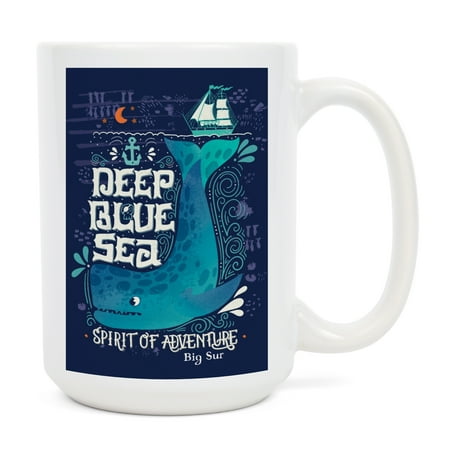 

15 fl oz Ceramic Mug Big Sur California Deep Blue Sea Spirit of Adventure Nautical Art Dishwasher & Microwave Safe
