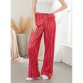 thumbnail image 7 of Raccmtaty Women Baggy Pants Drawstring Waist Wide Leg Striped Pants Multiple Pockets Trousers, 7 of 7