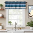 thumbnail image 3 of Coastal Style Window Valance for Kitchen, Retro Blue Grey Stripes Wood Grain Rod Pocket Short Curtain for Small Windows, Light Filtering Decorative Valance, 60 x 18 Inch, 1 Panel, 3 of 9
