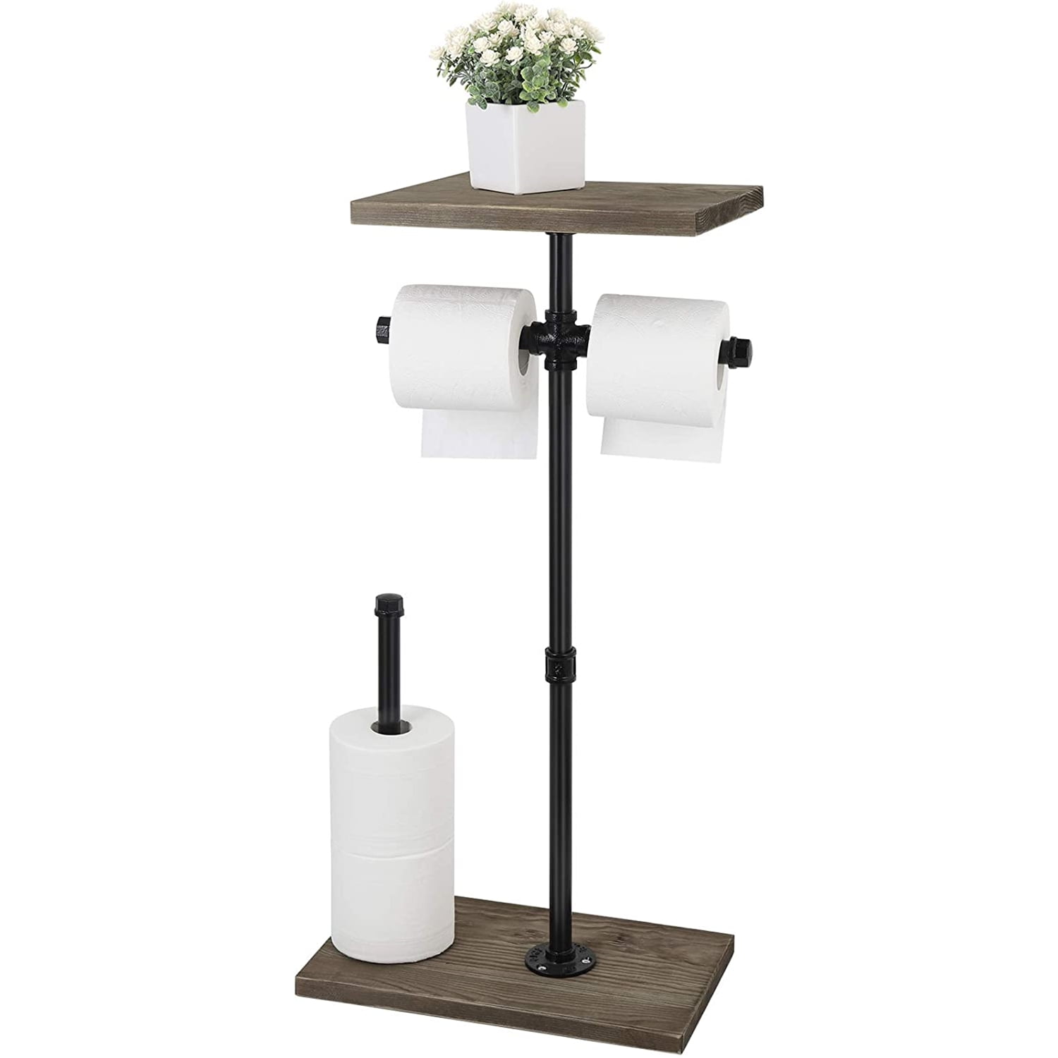 NEX Brown Toilet Paper Holder with Shelf