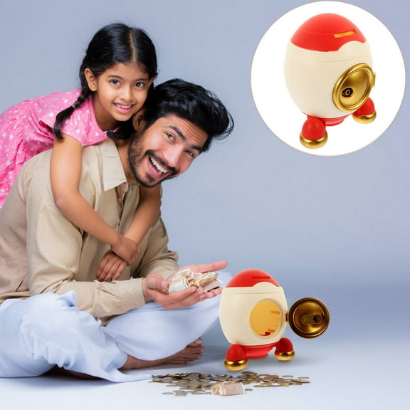 Masteelf Rocket Shaped Piggy Bank for Boys Multi Plastic Kids Money Saving Box for Storage 9.5 Inches