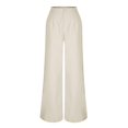 thumbnail image 4 of Women Wide Leg Dress Pants High Waist Elastic Back Business Casual Flowy Work Trousers Office Palazzo with Pockets Beige, 4 of 7