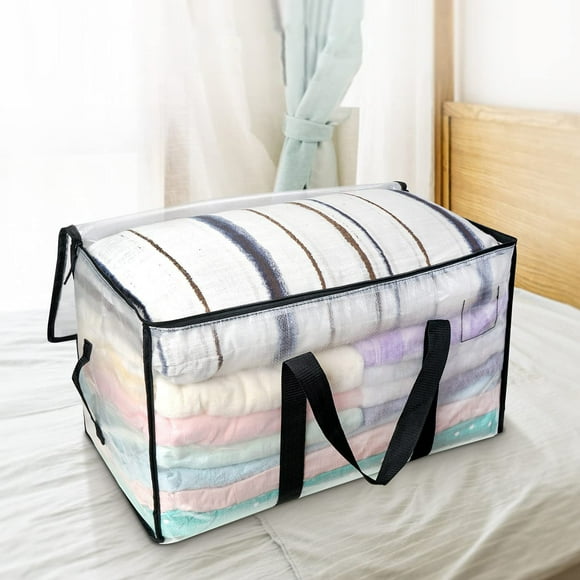 TopLLC Heavy Duty Storage With Reinforced Handles Extra Large Storage Bags For Clothes Toys Christmas Decoration Organizer Tote Bag Thickened Double Zipper storage pocket