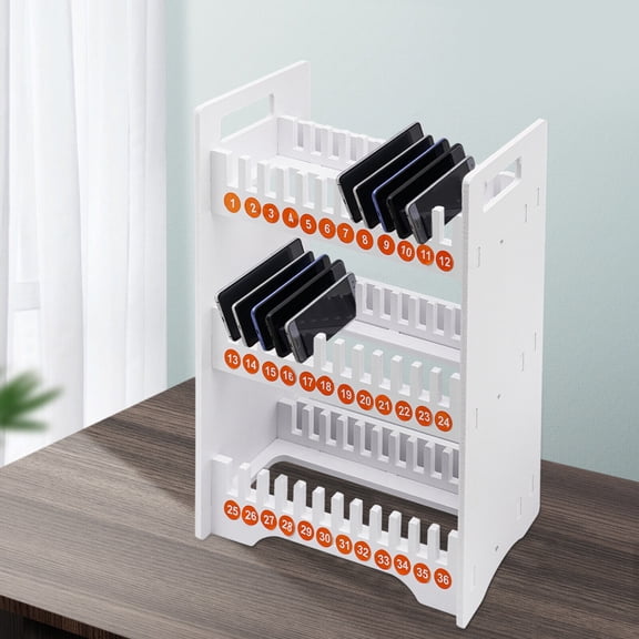 3-Tier 36 Slots Multiple Cell Phone Stand Rack, PVC Mobile Phone Holder, White Cell Phone Storage Organizer(36 Slots)