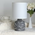 thumbnail image 5 of Simple Designs 13.78" Chic Glow Marble Inspired Ceramic Table Lamp With Fabric Shade,, For Bedroom, Office, Living Room, Compact Accent Lighting, Gray, 5 of 6